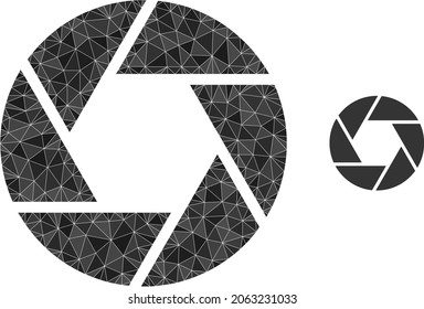 lowpoly shutter icon on a white background. Flat geometric polygonal illustration based on shutter icon. Polygonal shutter vector is constructed with randomized triangles.