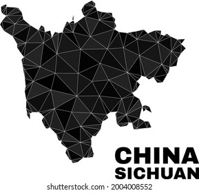 Low-poly Sichuan Province map. Polygonal Sichuan Province map vector combined from random triangles. Triangulated Sichuan Province map polygonal model for political templates.