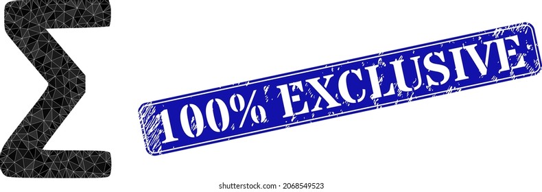 Low-poly Sigma Greek symbol designed with randomized filled triangles, and grunge 100 discount Exclusive seal stamp.
