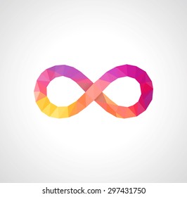 low-poly sign of infinity full color on a white background