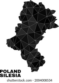 Mapa de voivodía silesiana de bajo perfil. Vector de mapa de la voivodía silesiana poligonal construido con triángulos aleatorios. Collage poligonal del mapa triangulado de la Voivodeship de Silesia con fines patrióticos.