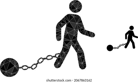 lowpoly slave iron icon on a white background. Flat geometric 2d modeling abstraction based on slave iron icon. Polygonal slave iron vector is constructed of random triangles.
