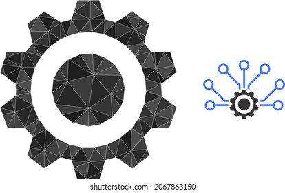 lowpoly smart cog icon on a white background. Flat geometric polygonal illustration based on smart cog icon. Polygonal smart cog vector is designed of random triangles.