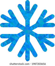Flamante de nieve de popa baja construida con triángulos caóticos llenos. Ilustración de icono poligonal de copo de nieve triangular. El icono del lago de nieve está lleno de triángulos.