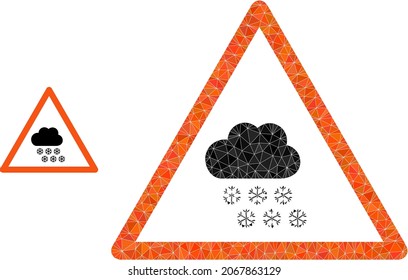Low-poly snow weather warning icon on a white background. Flat geometric 2d modeling illustration based on snow weather warning icon.