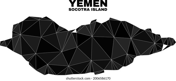 Low-poly Socotra Island map. Polygonal Socotra Island map vector is combined with scattered triangles. Triangulated Socotra Island map polygonal model for political templates.