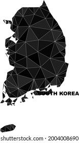 lowpoly South Korea map. Polygonal South Korea map vector designed of random triangles. Triangulated South Korea map polygonal model for political posters.