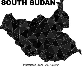 Low-poly South Sudan map. Polygonal South Sudan map vector designed of randomized triangles. Triangulated South Sudan map polygonal model for political posters.