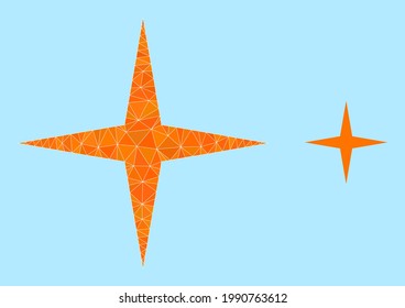 Low-poly space star icon on a light blue background. Polygonal space star vector is designed with random triangles. Triangulated space star polygonal icon illustration.