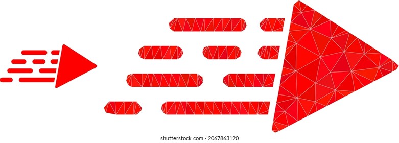 Low-poly speed icon on a white background. Flat geometric polygonal illustration based on speed icon. Polygonal speed vector is constructed with scattered triangles.