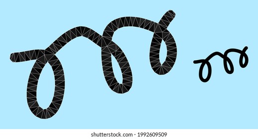 Low-Poly-Spiralmikrobensymbol auf hellblauem Hintergrund. Der polygonale Spiralmikrobenvektor ist mit verstreuten Dreiecken konstruiert. Triangulierte spiralmikrobe polygonale Icon Illustration.