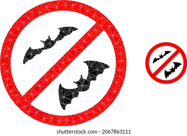lowpoly stop bats icon on a white background. Flat geometric polygonal illustration based on stop bats pictogram. Polygonal stop bats vector is filled from chaotic triangles.