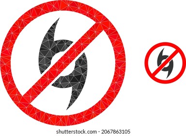 icono del ciclo de paro bajo en un fondo blanco. Símbolo poligonal geométrico plano basado en el icono del ciclón de parada. El vector del ciclón de parada poligonal está diseñado con triángulos dispersos.