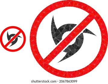 Low-poly stop hurricane icon on a white background. Flat geometric polygonal illustration based on stop hurricane pictogram. Polygonal stop hurricane vector is combined of randomized triangles.