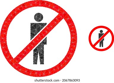 lowpoly stop man icon on a white background. Flat geometric lowpoly symbol based on stop man pictogram. Polygonal stop man vector is designed of random triangles.