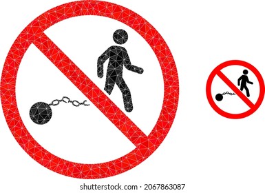 Low-poly stop slavery icon on a white background. Flat geometric 2d modeling illustration based on stop slavery icon. Polygonal stop slavery vector combined with chaotic triangles.