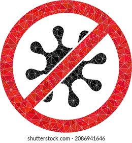 Low-poly stop virus icon illustration is combined with randomized filled triangles. Triangle stop virus polygonal icon vector illustration. Stop Virus icon is filled with triangles.
