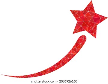 Low-poly success start star icon illustration combined with scattered filled triangles. Triangle success start star polygonal icon vector illustration.
