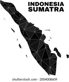 lowpoly Sumatra map. Polygonal Sumatra map vector is filled of random triangles. Triangulated Sumatra map polygonal collage for political posters.