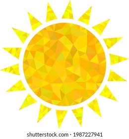 Low-poly sun designed with randomized filled triangles. Triangle sun polygonal symbol illustration. Sun icon is filled with triangles. Flat geometric polygonal symbol based on sun icon.