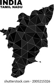 Low-poly Tamil Nadu State map. Polygonal Tamil Nadu State map vector is designed from randomized triangles. Triangulated Tamil Nadu State map polygonal model for political posters.