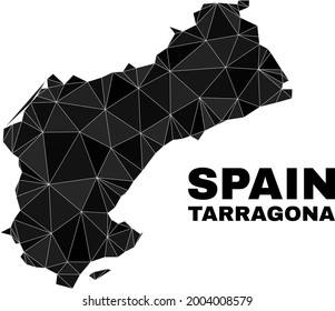 Low-poly Tarragona Province map. Polygonal Tarragona Province map vector filled with randomized triangles. Triangulated Tarragona Province map polygonal collage for education illustrations.