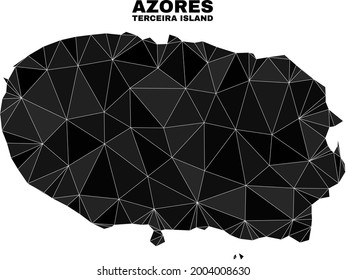 lowpoly Terceira Island map. Polygonal Terceira Island map vector is filled of chaotic triangles. Triangulated Terceira Island map polygonal collage for education templates.