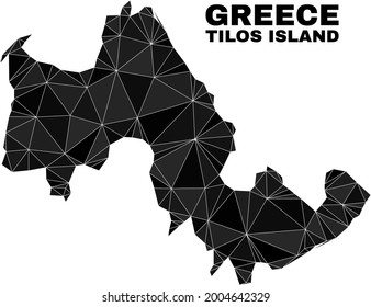 Low-poly Tilos Island map. Polygonal Tilos Island map vector combined with chaotic triangles. Triangulated Tilos Island map polygonal collage for education illustrations.