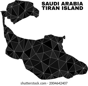 Low-poly Tiran Island map. Polygonal Tiran Island map vector constructed with random triangles. Triangulated Tiran Island map polygonal collage for education posters.