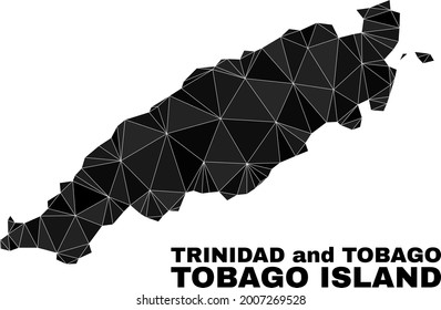 Low-poly Tobago Island map. Polygonal Tobago Island map vector is filled from random triangles. Triangulated Tobago Island map polygonal collage for patriotic purposes.