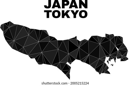 lowpoly Tokyo Prefecture map. Polygonal Tokyo Prefecture map vector is filled with chaotic triangles. Triangulated Tokyo Prefecture map polygonal model for patriotic templates.