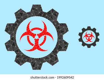lowpoly toxic industry icon on a light blue background. Polygonal toxic industry vector constructed with randomized triangles. Triangulated toxic industry polygonal symbol illustration.