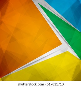 Lowpoly Trendy Background with Copyspace. Color Material design. Vector illustration. Used opacity layers for shadows