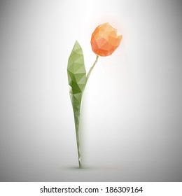Low-poly triangular style tulip illustration