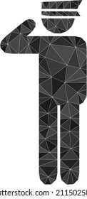 Low-Poly triangulated police officer symbol illustration. Vector police officer icon is filled with triangles. Low-poly police officer is constructed of randomized triangles.