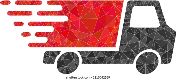 Low-Poly triangulated quick delivery icon illustration. Vector quick delivery icon is filled with triangles. Low-poly quick delivery designed with random triangles.