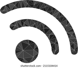 Low-Poly triangulated radio signal 2d illustration. Vector radio signal icon is filled with triangles. Low-poly radio signal is designed of scattered triangles.