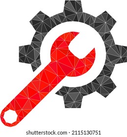 Low-Poly triangulated repair tools icon illustration. Vector repair tools icon is filled with triangles. Low-poly repair tools combined from random triangles.