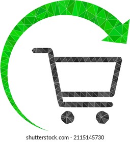 Low-Poly triangulated repeat purchase order symbol illustration. Vector repeat purchase order icon is filled using triangles. Low-poly repeat purchase order is constructed with scattered triangles.