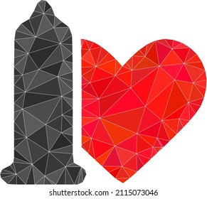 Low-Poly triangulated safe love 2d illustration. Vector safe love icon filled with triangles. Low-poly safe love combined of scattered triangles.