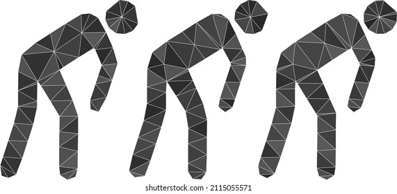 Low-Poly triangulated slave people 2d illustration. Vector slave people icon is filled using triangles. Low-poly slave people is combined of scattered triangles.