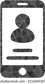 Low-Poly triangulated smartphone user info symbol illustration. Vector smartphone user info icon is filled using triangles. Low-poly smartphone user info is combined with random triangles.