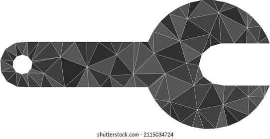 Low-Poly triangulated spanner tool icon illustration. Vector spanner tool icon is filled with triangles. Low-poly spanner tool designed from scattered triangles.
