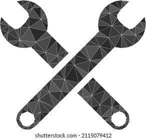 Low-Poly triangulated spanners icon illustration. Vector spanners icon is filled using triangles. Low-poly spanners combined of chaotic triangles.