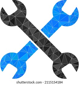 Low-Poly triangulated spanners icon illustration. Vector spanners icon filled with triangles. Low-poly spanners constructed with randomized triangles.