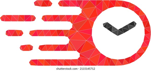 Lowpoly triangulated speed time icon illustration. Vector speed time icon is filled with triangles. Lowpoly speed time is constructed from random triangles.