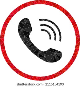 Low-Poly-triangulated Telefon Anruf 2d Illustration. Das Telefonsymbol des Vektors ist mit Dreiecken gefüllt. Telefongespräche mit geringer Poly sind mit zufälligen Dreiecken konzipiert.