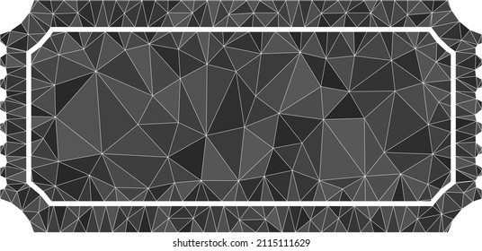 Low-Poly triangulated ticket template symbol illustration. Vector ticket template icon is filled using triangles. Low-poly ticket template is designed of scattered triangles.