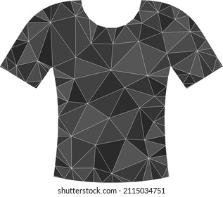 Low-Poly triangulated t-shirt 2d illustration. Vector t-shirt icon is filled with triangles. Low-poly t-shirt is designed of randomized triangles.