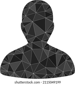 Low-Poly triangulated user 2d illustration. Vector user icon filled with triangles. Low-poly user designed with randomized triangles.